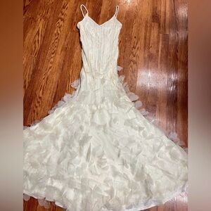 Vintage 100% Silk Beaded Dress Silk Dress Wedding Prom Fairy Sororitie Vintage